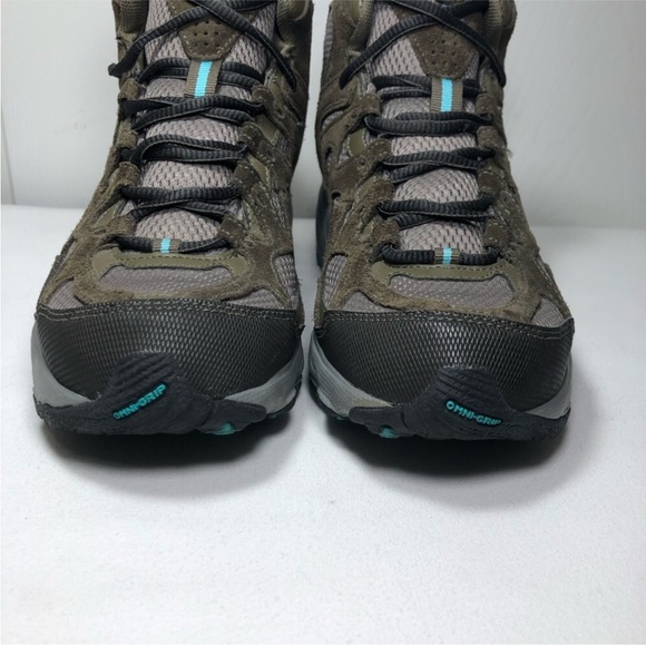 Columbia Omni Tech BL3638365 Leather Mesh Green Grey Women Hiking Boots 7 - Picture 3 of 9